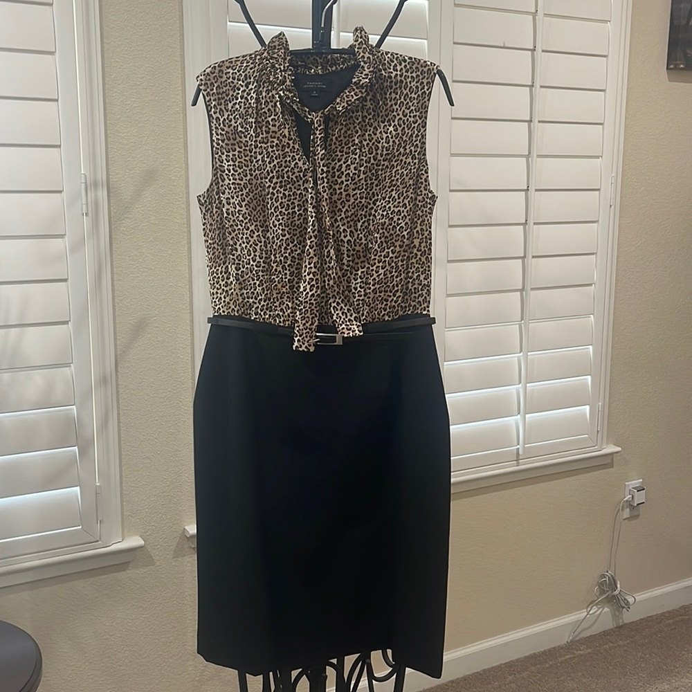 Black and leopard print cocktail dress